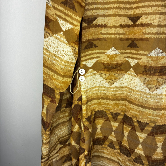 Lauren Ralph Lauren NEW M Tan Southwest Ruffle Surplice Tie Blouse - Picture 4 of 12